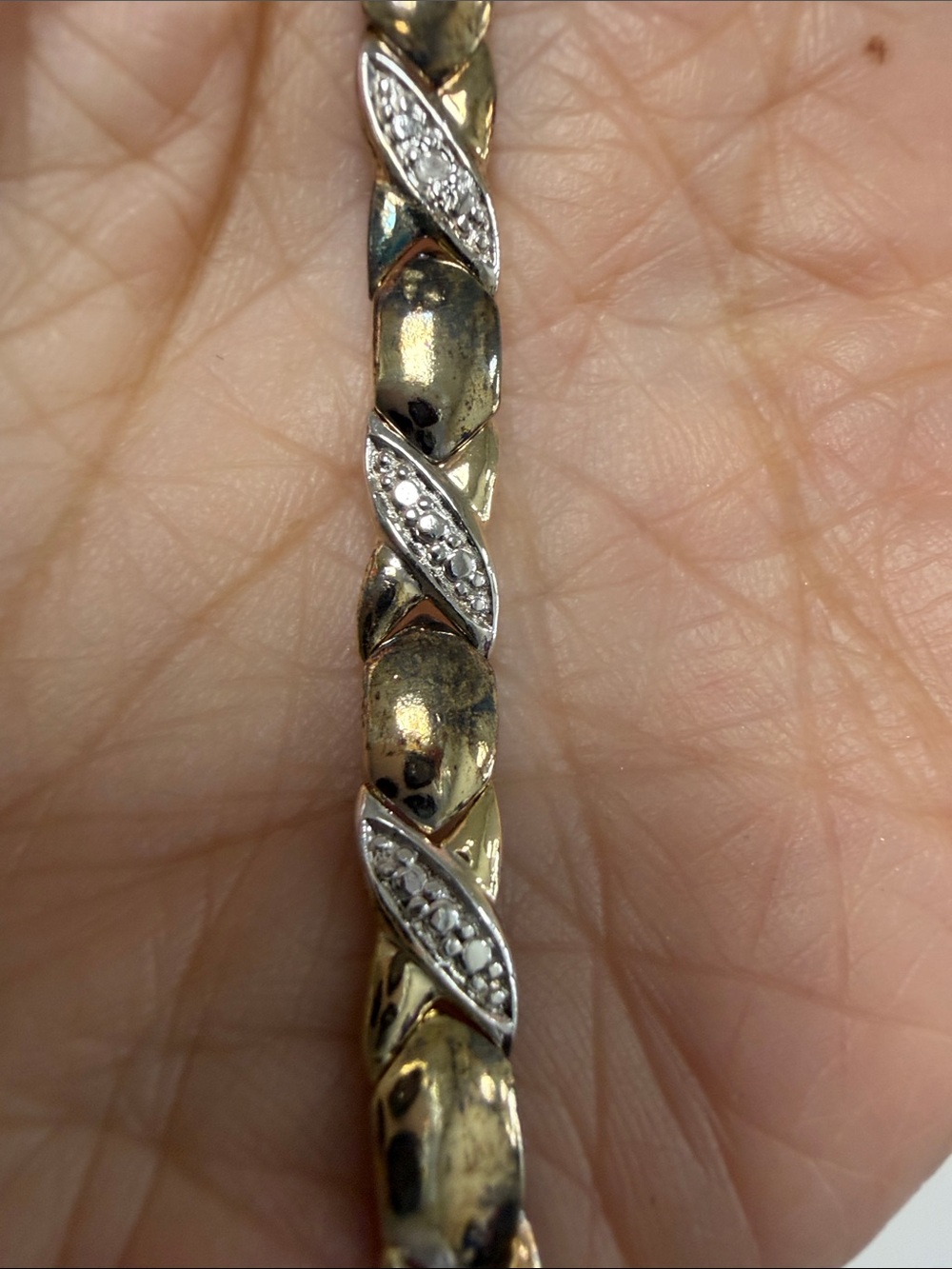 Gold plated sterling silver bracelet with tiny diamond chips